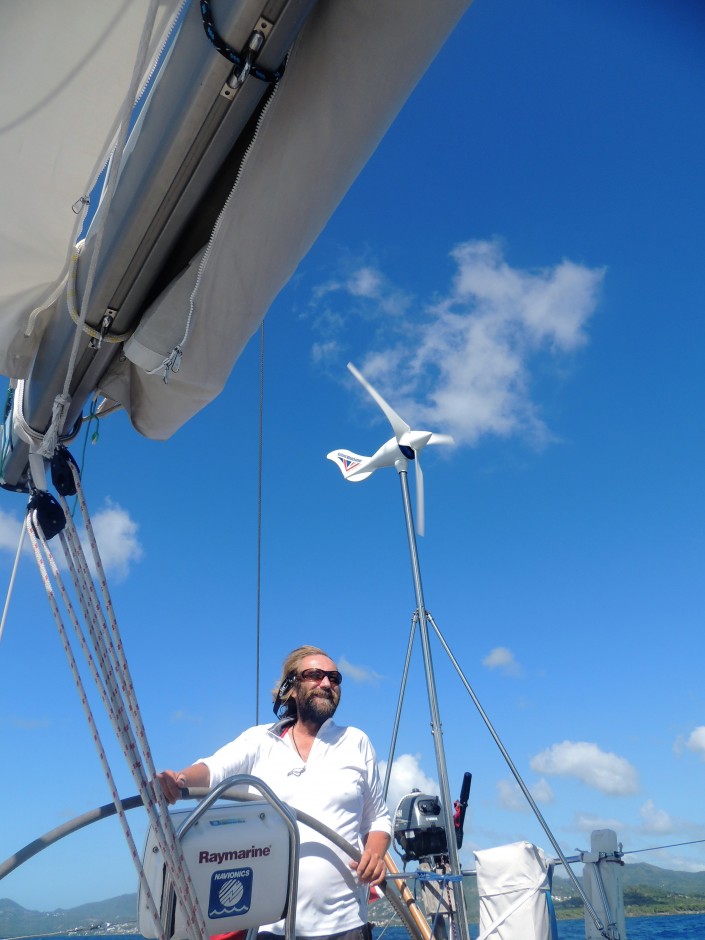 1200 on tibbs boat Rutland 1200 Marine Turbine