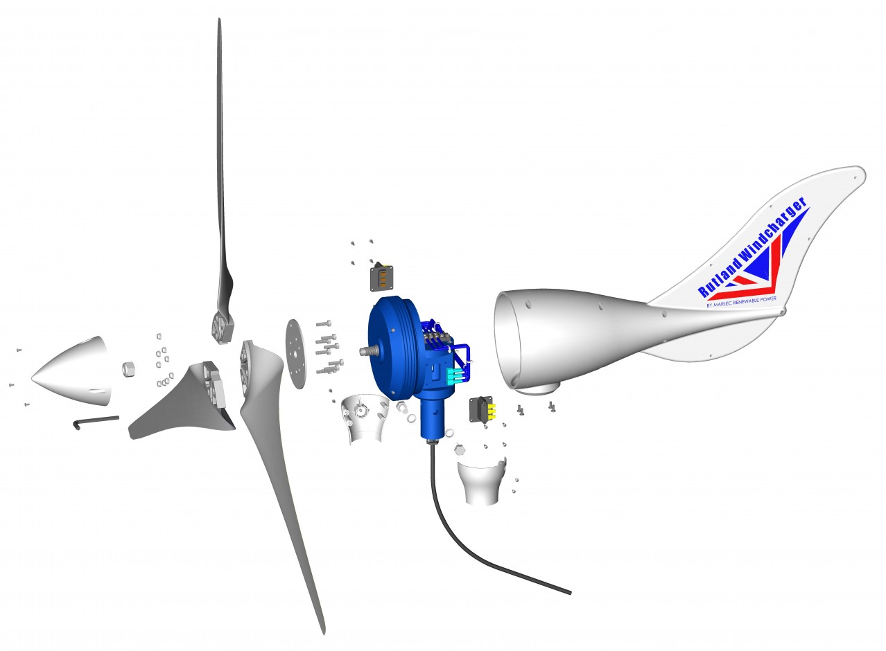 WG1200 Spares Explosion Rutland 1200 Turbine