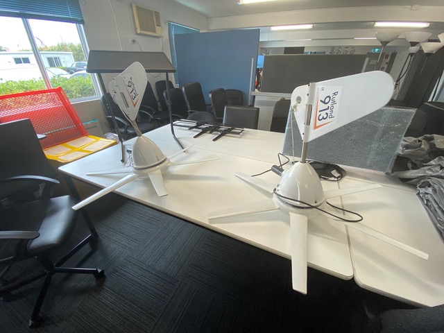 Micro Wind turbine heads on a table